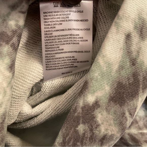 H Halston Studio Tonal Tie Dye Aqua Gray Hoodie - NWT - Medium - Picture 7 of 10